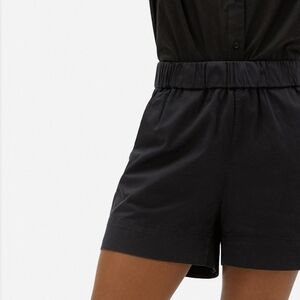 Everlane Shorts Women 00 24 Black Cuffed Easy Chino Elastic Pull On High Rise